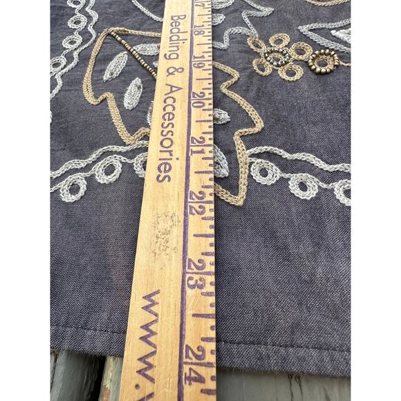 Pottery barn Lara Applique Embroidered Beaded decorative pillow cover 24x24" - Picture 13 of 13